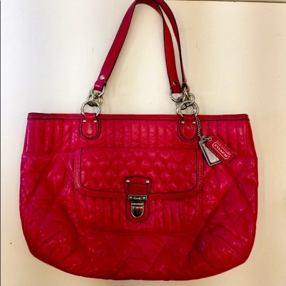 Coach Quilted Magenta Leather Bag!!